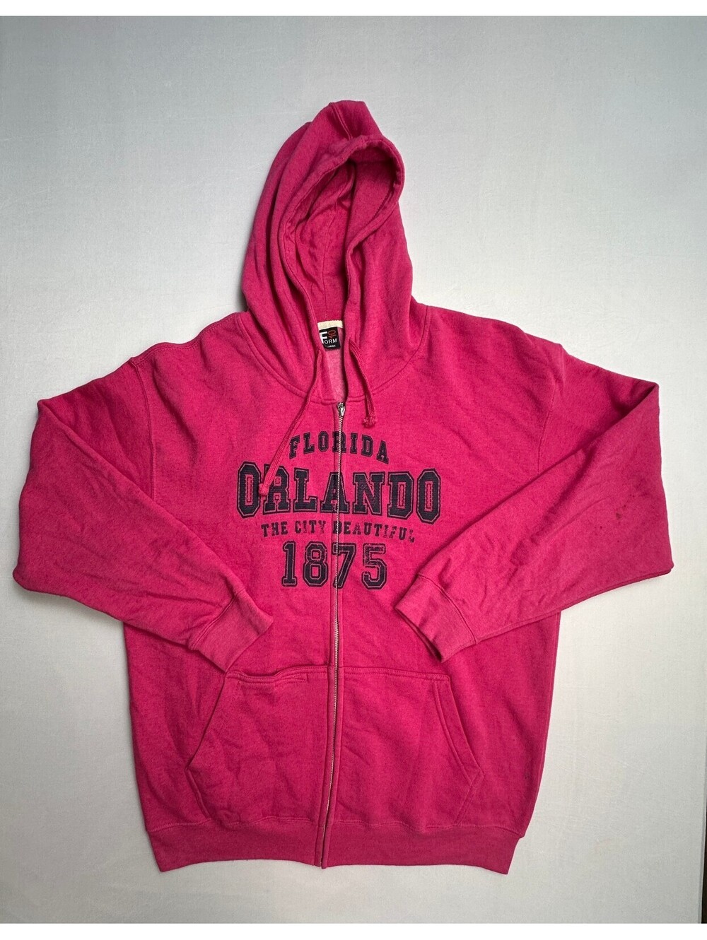 Form 40 Pink Orlando Florida Zip-Up Hoodie Sweatshirt XL
